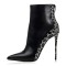 Pointed Toe Stiletto Heels Back Zipper Ankle High Booties - Black