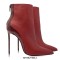 Pointed Toe Stiletto Heels Back Zipper Ankle High Booties - Burgundy