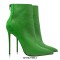 Pointed Toe Stiletto Heels Back Zipper Ankle High Booties - Green