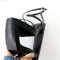 Peep Toe Platforms Wooden Ankle Buckle Cross Straps Wedges Sandals - Black Patent