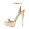 Peep Toe Ankle Buckle Slingback Stiletto Sandals - Gold Patent