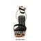 Peep Toe Multicolor Diamonds Platforms Party Wedges Sandals - Black