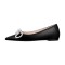 Pointed Toe Rhinestones Bow Daily Slip On Ballet Flats - Black Satin
