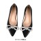 Pointed Toe Rhinestones Bow Daily Slip On Ballet Flats - Black Satin