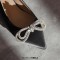 Pointed Toe Rhinestones Bow Daily Slip On Ballet Flats - Black Satin