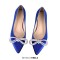Pointed Toe Rhinestones Bow Daily Slip On Ballet Flats - Blue Satin