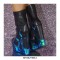 Round Toe Ankle High Side Zipper Wedges Platforms Punk Blue Flame Pumps - Black