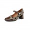 Square Toe Chunky Heels Polka Dots Pattern Mary Janes Vintage Shoes - Brown