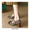 Square Toe Chunky Heels Polka Dots Pattern Mary Janes Vintage Shoes - Brown