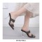 Peep Toe Double Line Rhinestones Transparent Spike Heels Sandals Slippers - Black
