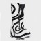 Two Tone Swirl Appliques Round Toe Side Zipper Platforms Chunky Heels Knee Highs Boots - Black White