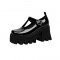Round Toe T Straps Mary Janes Japanese Style Lolita Chunky Heels Pumps - Black