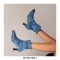 Pointed Toe Leopard Kitten Heels Ankle High Buckle Straps Zipper Spring Boots - Black