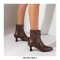 Pointed Toe Leopard Kitten Heels Ankle High Buckle Straps Zipper Spring Boots - Black