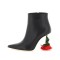 Pointed Toe Elegant Rose Stiletto Heels Ankle High Side Boots - Black