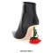 Pointed Toe Elegant Rose Stiletto Heels Ankle High Side Boots - Black