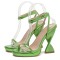 Peep Toe Twist Strange Heels Ankle Buckle Straps Sexy Summer Sandals - Green