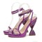 Peep Toe Twist Strange Heels Ankle Buckle Straps Sexy Summer Sandals - Purple