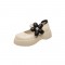 Round Toe Cute Flowers Mary Janes Platforms Lolita College Loafers - Beige