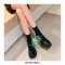 Round Toe Cute Flowers Mary Janes Platforms Lolita College Loafers - Black