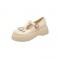 Round Toe T Straps Rhinestones Mary Janes Platforms College Loafers - Beige