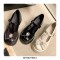 Round Toe T Straps Rhinestones Ribbon Mary Janes Platforms College Loafers - Black