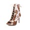 Peep Toe Stiletto Heels Flock Suede Lace Up Gladiator Spring Sandals Pumps - Cow Brown