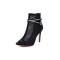 Peep Toe Stiletto Heels Fletwork Spring Ankle Highs Rhinestones Straps Summer Sandals Pumps - Black