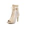 Peep Toe Stiletto Heels Fletwork Lace Up Spring Ankle Highs Buckle Straps Summer Sandals Pumps - Beige