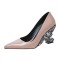 Pointed Toe Strange Butterfly Heels Patent Pumps - Apricot
