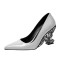 Pointed Toe Strange Butterfly Heels Patent Pumps - Beige