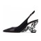 Pointed Toe Strange Butterfly Heels Leather Slingback Sandals - Black