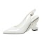 Pointed Toe Strange Butterfly Heels Patent Slingback Sandals - White