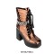 Round Toe Chunky Heels Side Zipper Platforms Ankle Highs Chain Decorated Punk Winter Boots - Orange