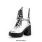 Round Toe Chunky Heels Side Zipper Platforms Ankle Highs Chain Decorated Punk Winter Boots - Silver