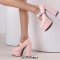 Round Toe Chunky Heels Platfroms Mary Janes Crocodile Pumps - Pink Faux Leather