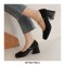 Square Toe Chunky Heels Chain Straps Mary Janes Shoes - Black