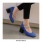Square Toe Chunky Heels Chain Straps Mary Janes Shoes - Blue