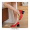 Square Toe Chunky Heels Chain Straps Mary Janes Shoes - Red