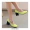 Square Toe Chunky Heels Chain Straps Mary Janes Shoes - Yellow
