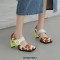 Square Toe Chunky Heels Cow Pattern Buckle Straps Mary Janes New Wave Pumps - Brown