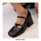 Square Toe Chunky Heels Double Straps Vintage Mary Janes Pumps - Black