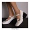 Square Toe Chunky Heels Double Straps Vintage Mary Janes Pumps - White