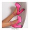 Round Toe Ankle Buckle Straps Chunky Heels Platforms Pumps - Light Purple