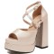 Peep Toe Platforms Cross Straps Pastel Chunky Heels Pumps Sandals - Gold