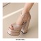 Peep Toe Platforms Cross Straps Pastel Chunky Heels Pumps Sandals - Gold