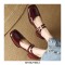 Square Toe Low Chunky Heels Mary Janes Rhinestones Straps Pumps - Wine Red