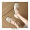Square Toe Mary Janes Low Chunky Heels Rhinestones Buckle Straps Wedding Pumps - Beige