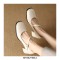 Square Toe Mary Janes Low Chunky Heels Rhinestones Buckle Straps Wedding Pumps - Beige