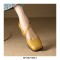 Square Toe Mary Janes Low Chunky Heels Rhinestones Buckle Straps Office Pumps - Yellow